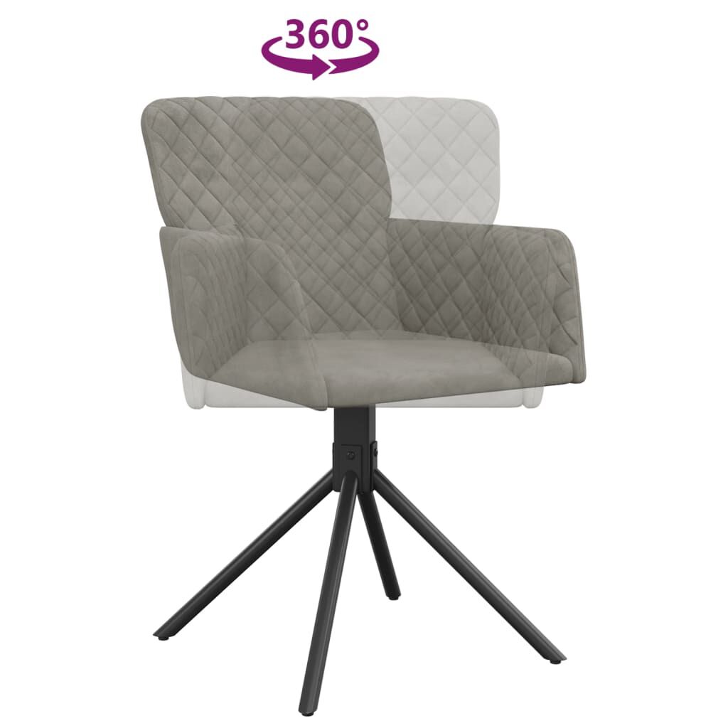 vidaXL Swivel Dining Chairs 2 pcs Light Grey Velvet
