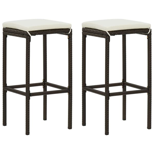 vidaXL 3 Piece Garden Bar Set with Cushions Poly Rattan Brown