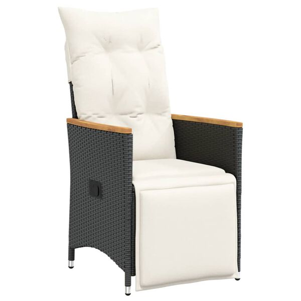 vidaXL Reclining Garden Chairs 2 pcs with Cushions Black Poly Rattan