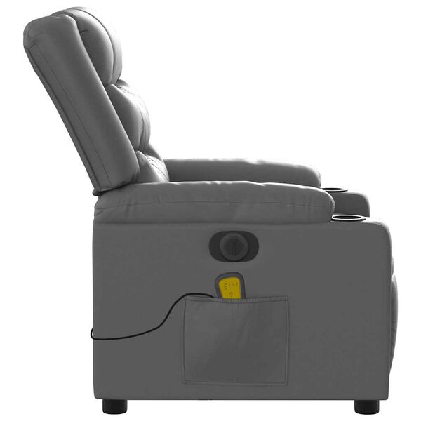 vidaXL Electric Massage Recliner Chair Grey Faux Leather