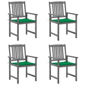 vidaXL Garden Chairs with Cushions 4 pcs Grey Solid Acacia Wood