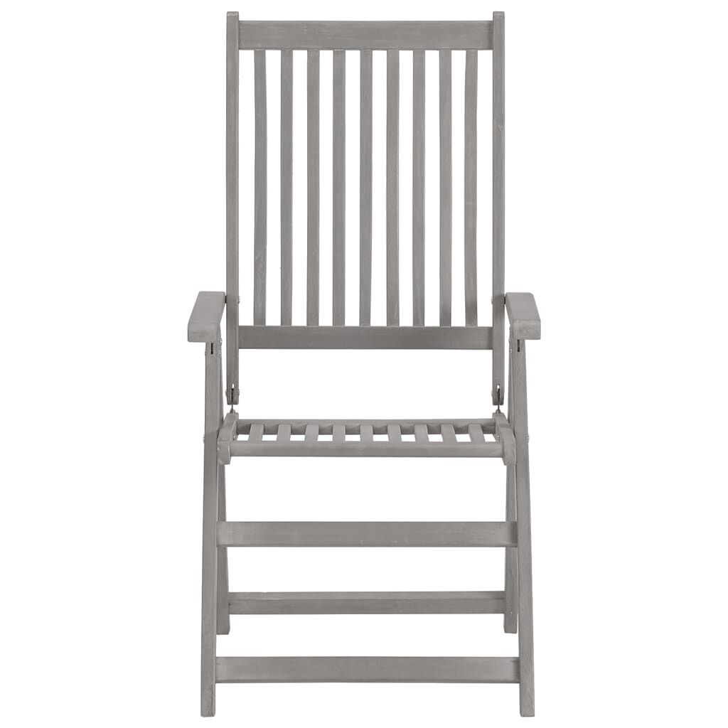 vidaXL Garden Reclining Chairs with Cushions 8 pcs Grey Solid Wood Acacia