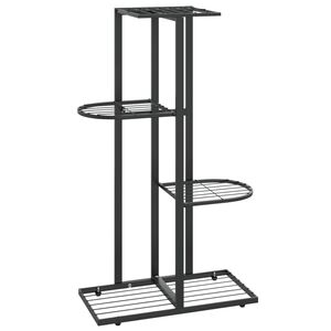 vidaXL 4-Floor Flower Stand 43x22x76 cm Black Metal