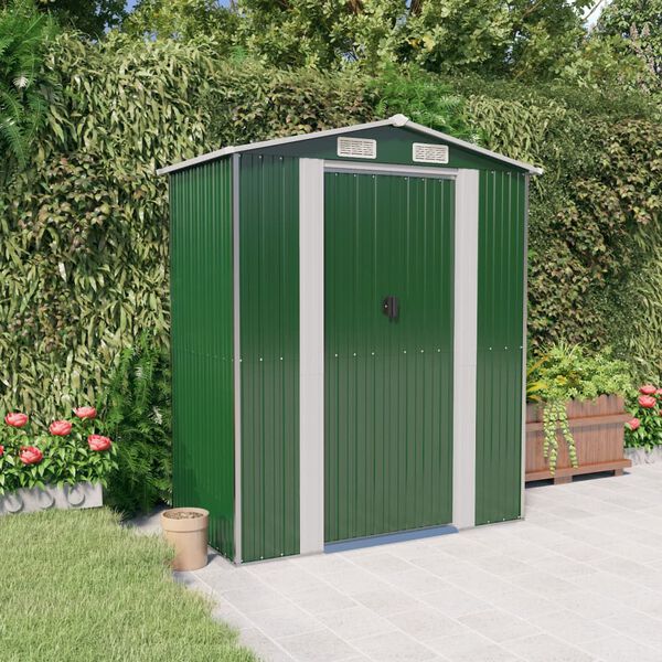 vidaXL Garden Shed Green 192x108x223 cm Galvanised Steel