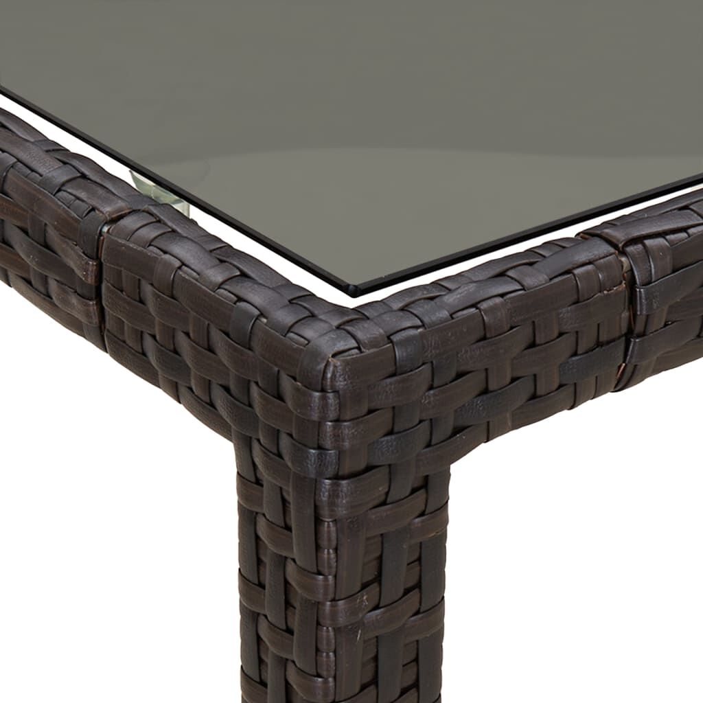 vidaXL Garden Table 150x90x75 cm Tempered Glass and Poly Rattan Brown