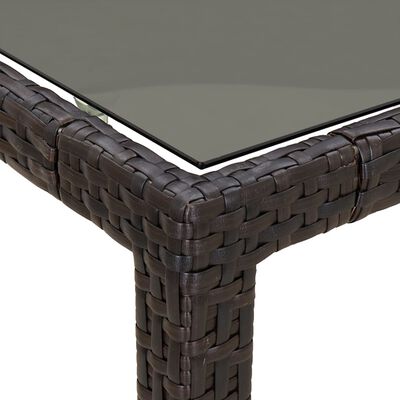 vidaXL Garden Table 150x90x75 cm Tempered Glass and Poly Rattan Brown