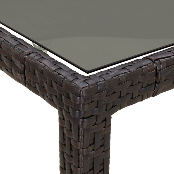 vidaXL Garden Table 150x90x75 cm Tempered Glass and Poly Rattan Brown