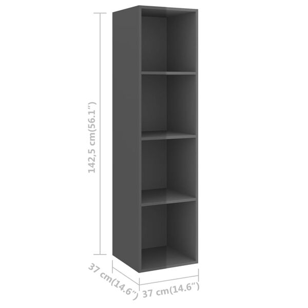 vidaXL 2 Piece TV Cabinet Set High Gloss Grey Engineered Wood