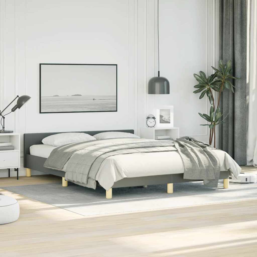 vidaXL Bed Frame without Mattress Dark Grey Queen Fabric