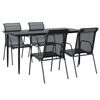 vidaXL 5 Piece Garden Dining Set Black Steel and Textilene