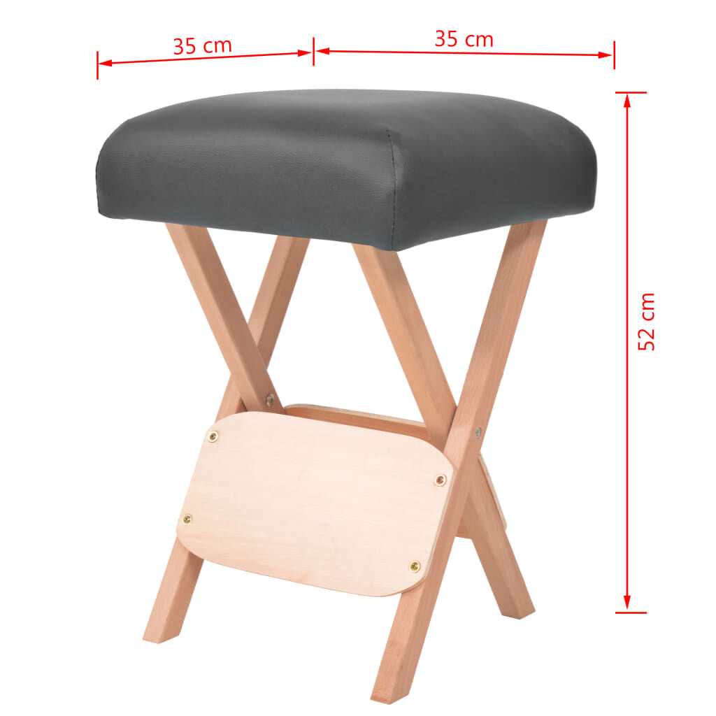 vidaXL Folding Massage Stool with 12 cm Thick Seat Black