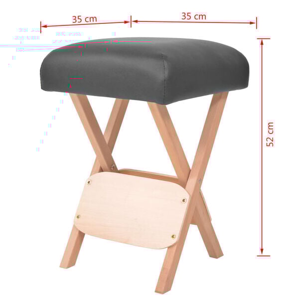vidaXL Folding Massage Stool with 12 cm Thick Seat Black