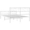vidaXL Metal Bed Frame without Mattress with Footboard White 135x190cm