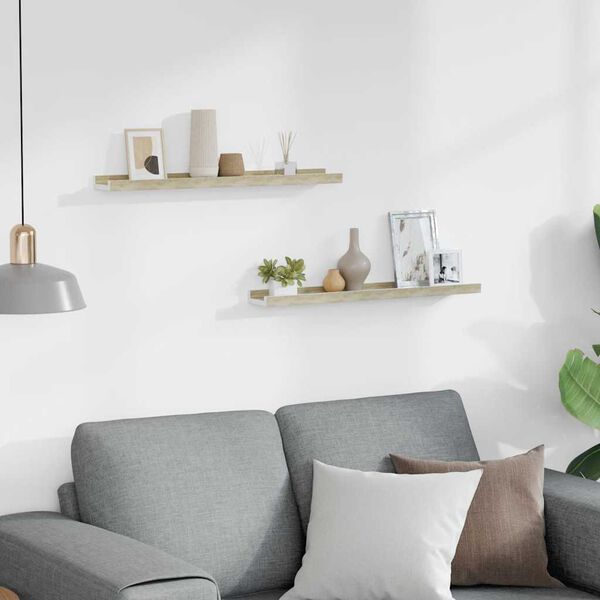 vidaXL Wall Shelves 2 pcs White and Sonoma Oak 60x9x3 cm