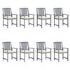 vidaXL Garden Chairs with Cushions 8 pcs Solid Acacia Wood Grey