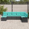 vidaXL Garden Sofa Set with Cushion 8 pcs Black Poly rattan