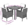 vidaXL 5 Piece Garden Dining Set with Cushions Grey Poly Rattan