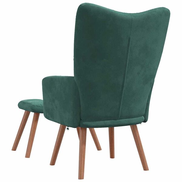 vidaXL Relaxing Chair with a Stool Dark Green Velvet