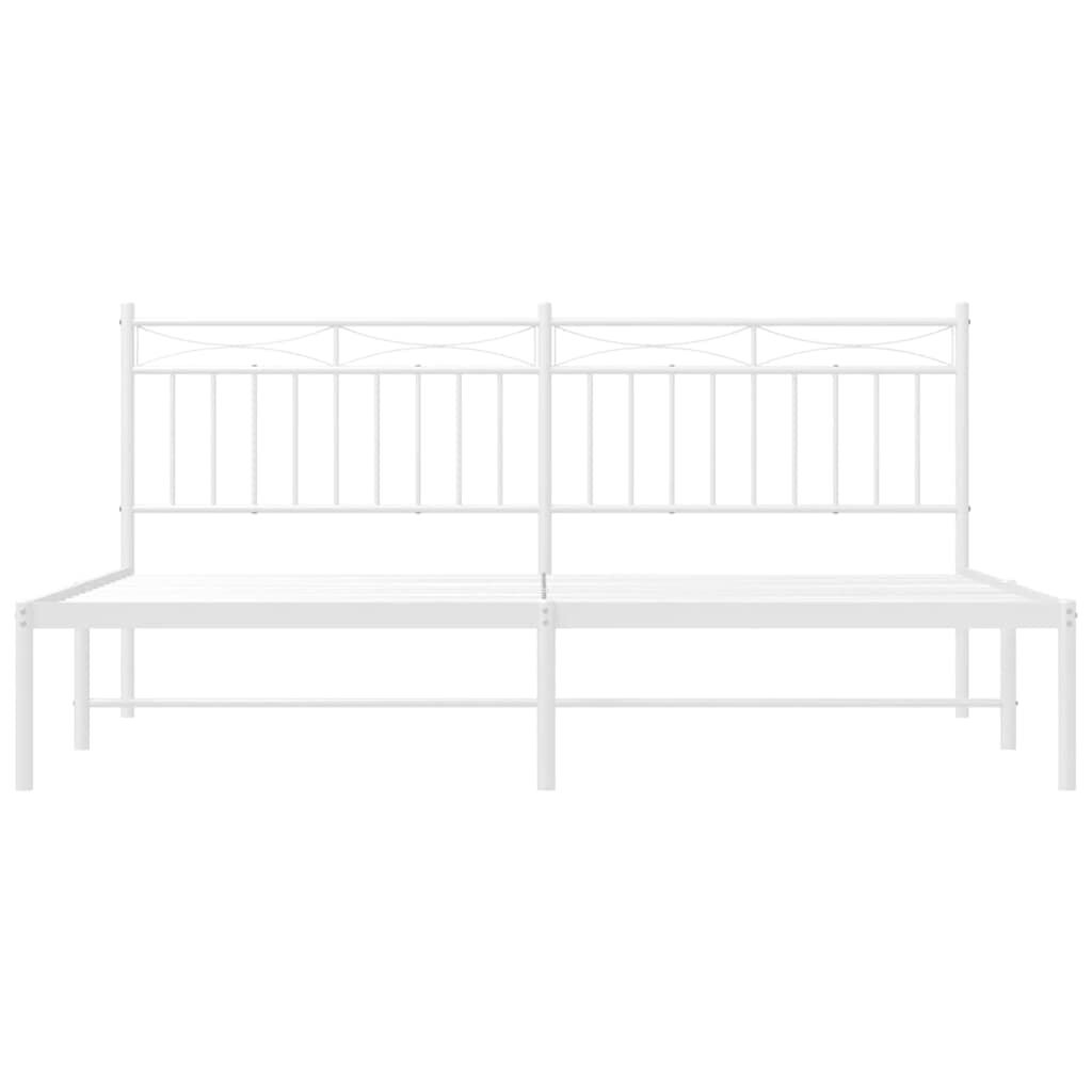 vidaXL Metal Bed Frame without Mattress with Headboard White 183x213cm