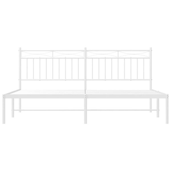 vidaXL Metal Bed Frame without Mattress with Headboard White 183x213cm