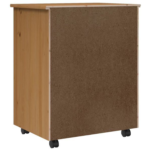 vidaXL Rolling Cabinet with Drawers MOSS Honey Brown Solid Wood Pine