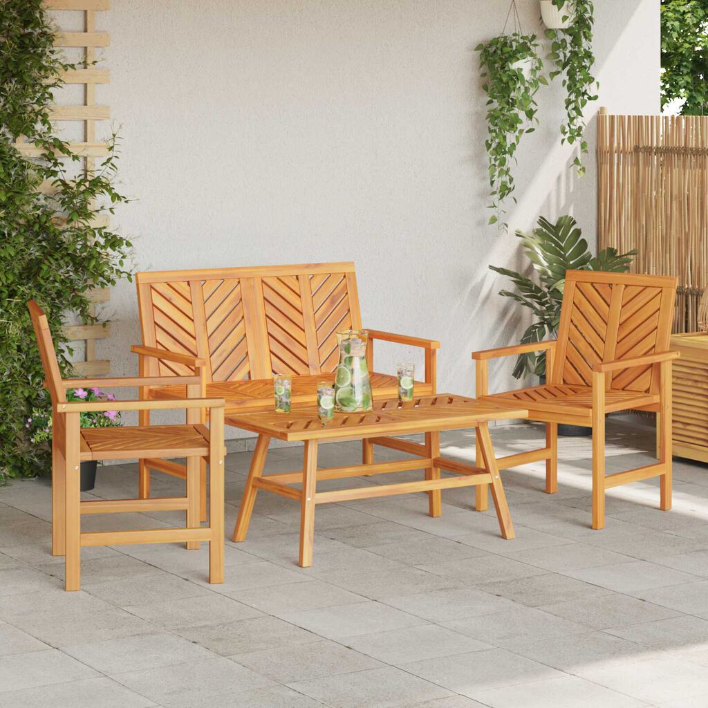 vidaXL 4 Piece Garden Lounge Set Solid Wood Acacia