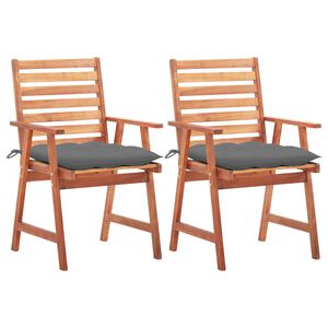 vidaXL Outdoor Dining Chairs 2 pcs with Cushions Solid Acacia Wood