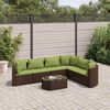 vidaXL 7 Piece Garden Sofa Set with Cushions Brown Poly Rattan