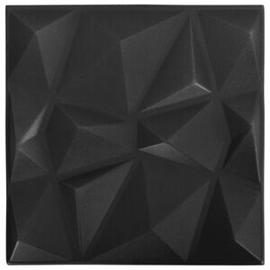 vidaXL 3D Wall Panels 12 pcs 50x50 cm Diamond Black 3 m²