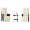 vidaXL 3 Piece Bistro Set with Cushions Brown Poly Rattan