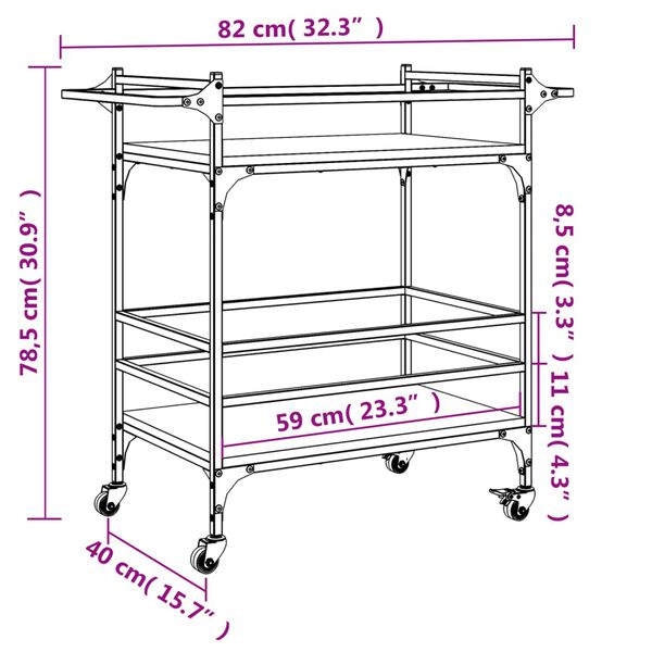 vidaXL Kitchen Trolley Black 82x40x78.5 cm Engineered Wood
