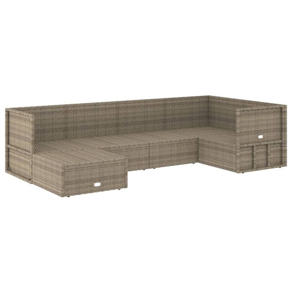 vidaXL 6 Piece Garden Lounge Set with Cushions Grey Poly Rattan