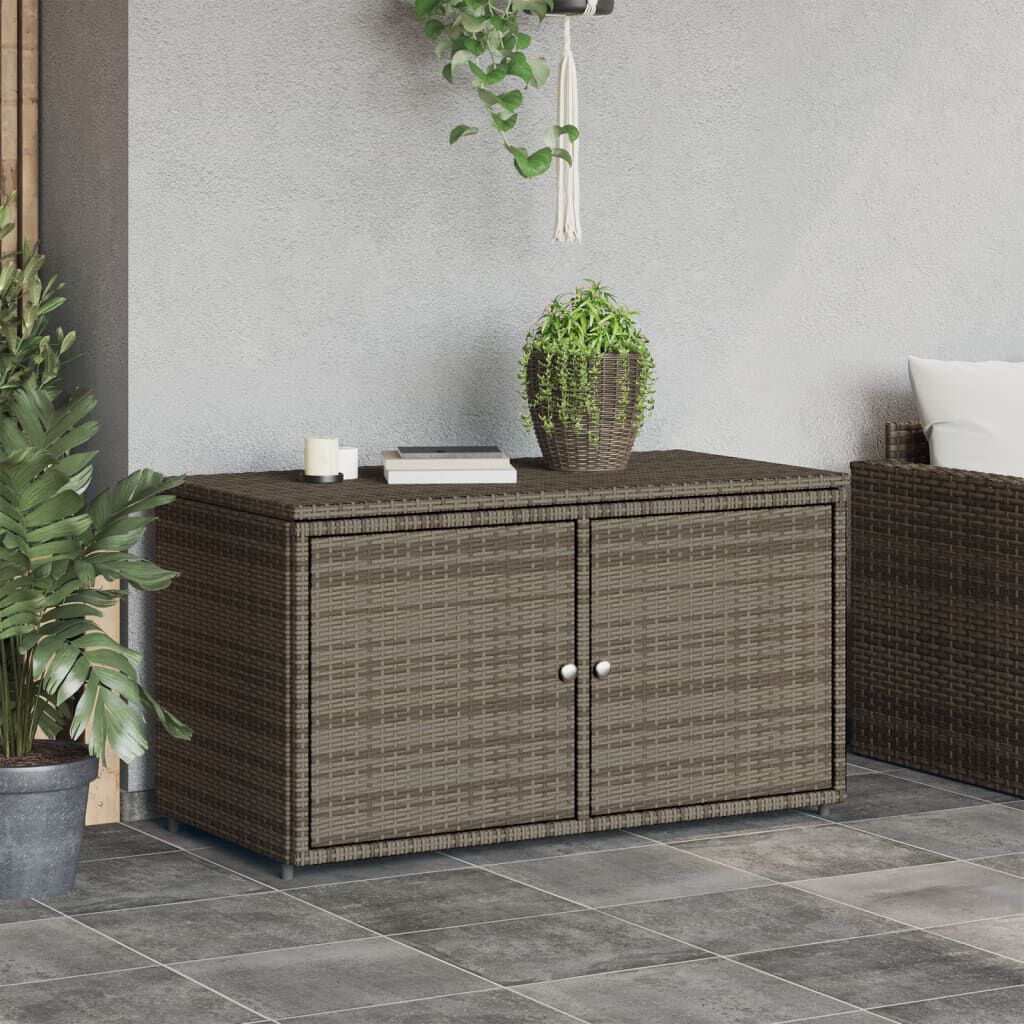 vidaXL Garden Storage Cabinet Grey 110x55x60.5 cm Poly Rattan