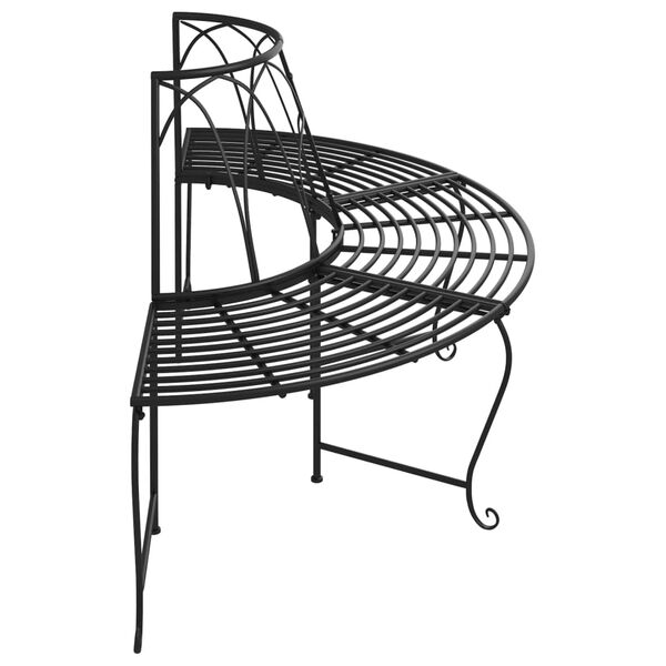 vidaXL Half Round Tree Bench 2 pcs Ø159 cm Black Steel