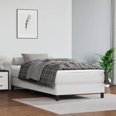 vidaXL Box Spring Bed Frame White 100x203 cm Twin XL Faux Leather
