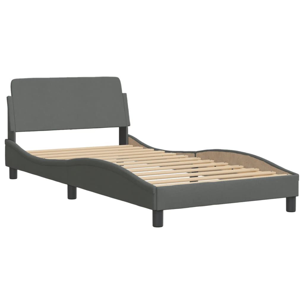 vidaXL Bed Frame without Mattress Dark Grey 100x190 cm Fabric