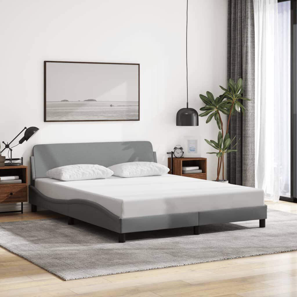vidaXL Bed Frame without Mattress Light Grey 152x203 cm Queen Fabric
