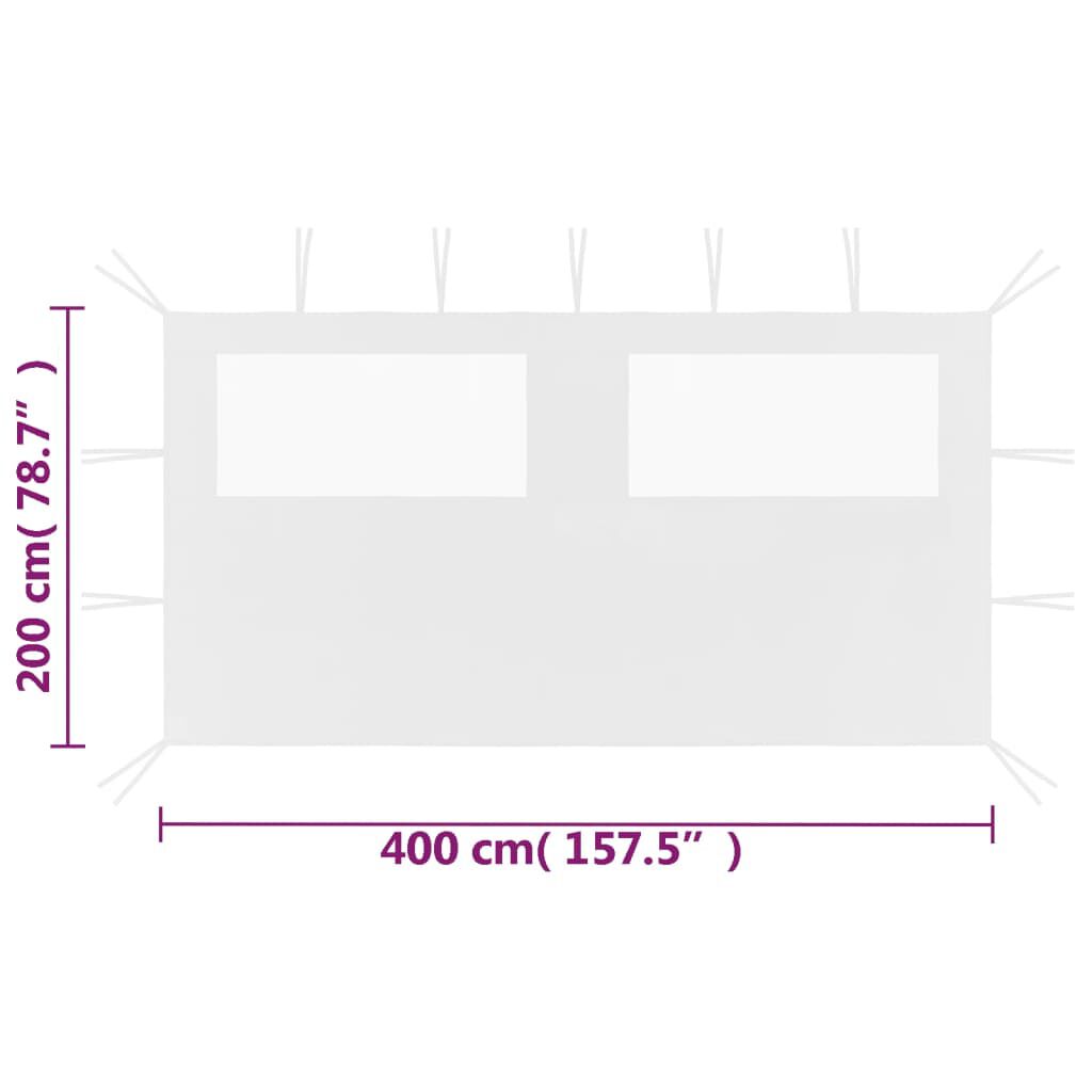 vidaXL Gazebo Sidewall with Windows 4x2 m White