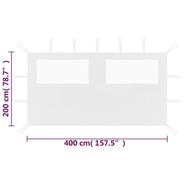 vidaXL Gazebo Sidewall with Windows 4x2 m White
