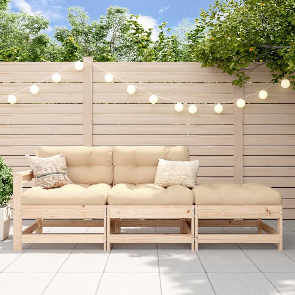 vidaXL 3 Piece Garden Lounge Set Solid Wood Pine