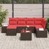 vidaXL Garden Sofa Set with Cushion 7 pcs Brown Poly Rattan