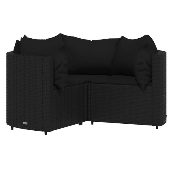 vidaXL 4 Piece Garden Lounge Set with Cushions Black Poly Rattan