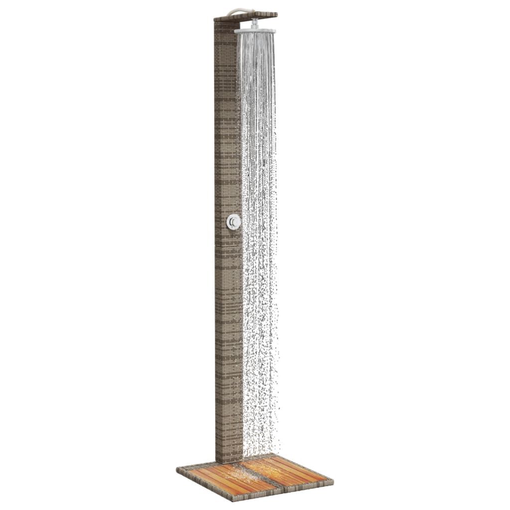 vidaXL Outdoor Shower Grey 50x55x224 cm Poly Rattan and Acacia Wood