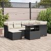 vidaXL 7 Piece Garden Sofa Set with Cushions Black Poly Rattan