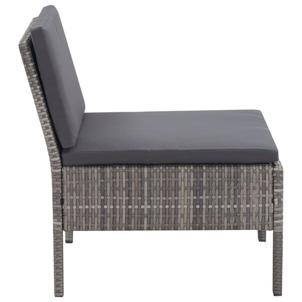 vidaXL 6 Piece Garden Lounge Set with Cushions Poly Rattan Grey