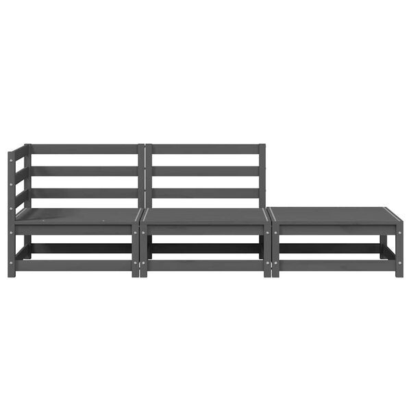 vidaXL 3 Piece Garden Lounge Set Grey Solid Pinewood