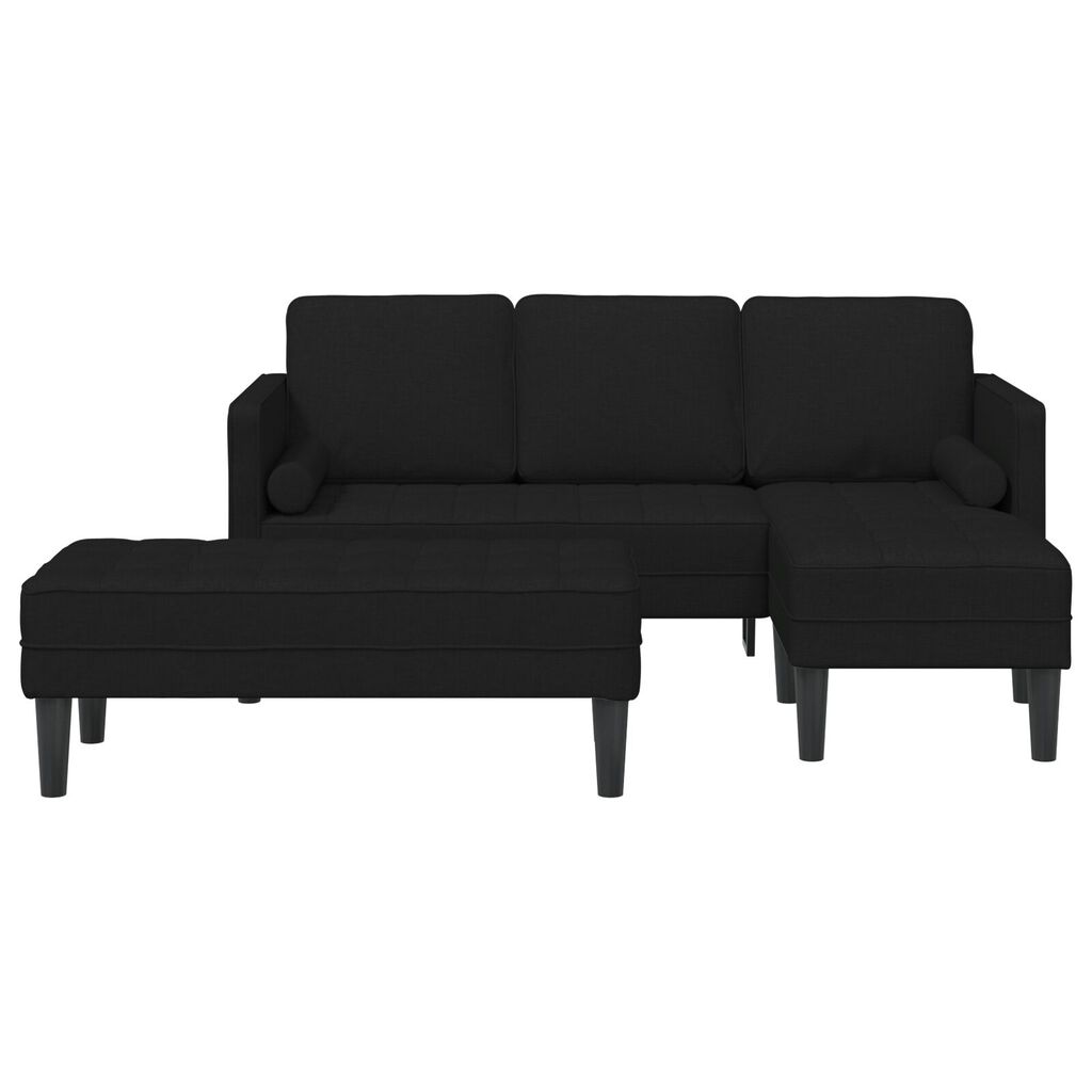 vidaXL 2 Piece Sofa Set with Cushions Black Fabric