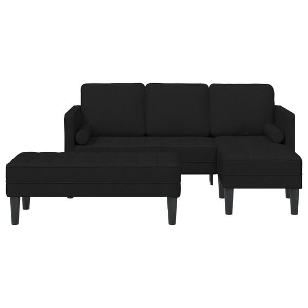 vidaXL 2 Piece Sofa Set with Cushions Black Fabric