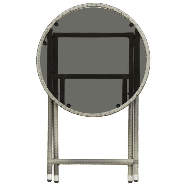 vidaXL Tea Table Grey 60 cm Poly Rattan and Tempered Glass