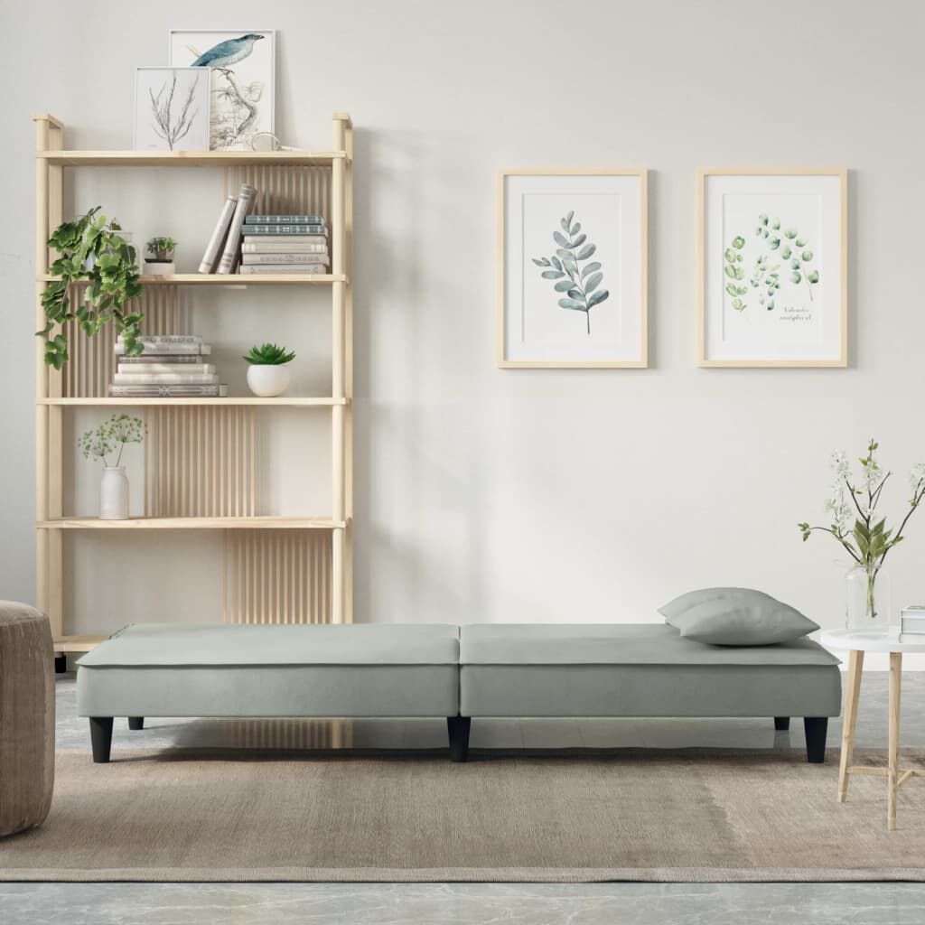 vidaXL Sofa Bed Light Grey Velvet